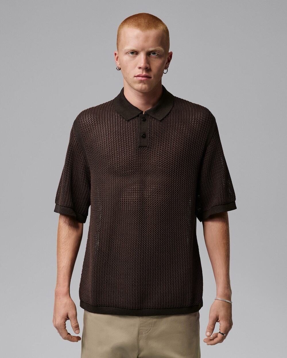 Jordan Flight Men’s Short-Sleeve Knit Polo XXL Brown NWT IF1909-220